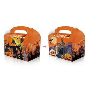 DAMAI Orange Halloween boîte cadeau Halloween papier boîte Halloween traiter boîte fête emballage fête fournitures