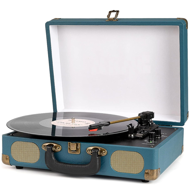 Retro Style Vintage Portable Turntable Vinyl Record Player 3 Speed Music Box Retro LP Record Player