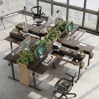 Bureau d'angle électrique moderne à double moteur en forme de L, réglable en hauteur, pour direction, base de poste de travail professionnelle, vente en gros