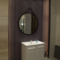 Hôtel Moderne Personnalisé Corde en Cuir Décorative Tenture Murale Salle de Bain Vanité Bain Miroir Laque Porte Étanche Cadre en Métal