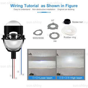 Lampu Depan Mobil Sunshiny Super Bright 13000LM Lensa Besar 2.5 Inci Bohlam Proyektor Bi-LED Lensa Proyektor Bi Led untuk Mobil - Product Image 3