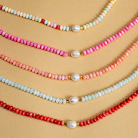 Collar de Moda Boho con Cuentas de Piedras Preciosas Naturales Coloridas y Perlas, Chapado en Oro, de Acero Inoxidable, Hecho a Mano, Regalo para Mujer