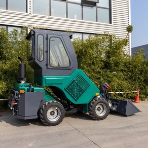 Mini-chargeuse sur pneus hydraulique diesel verte avec godet pour travaux de construction et utilisation agricole - Product Image 2
