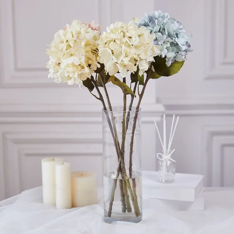 Fleurs artificielles Vintage, grande tête, tige d'hortensia bleue, fleur de chaise en soie pour la décoration de la maison, de la fête et du mariage