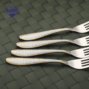 Juego de Cubiertos de Acero Inoxidable 201 con Diseño Martillado Dorado de Lujo, con Soporte Metálico, Artículo de Exhibición para <span class=keywords><strong>Tienda</strong></span>, Novedad 2026 - Product Image 3
