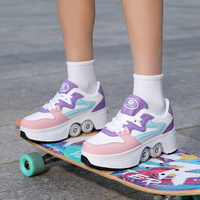 Chaussures à roulettes 4 roues sûres et durables pour garçons et filles, baskets tendance avec roues, chaussures décontractées à double usage pour le patinage