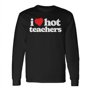 Camiseta de manga larga con diseño de corazón minimalista, estilo vintage de los años 80, I Love Hot Teachers - Product Image 2