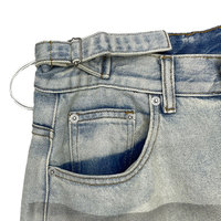 Pantalon d'hiver personnalisé pour hommes style vintage denim délavé Cargo Jeans coupe ample hip hop streetwear coupe botte large rivet décoré