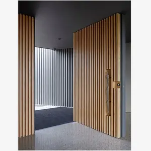 Bonita puerta de madera para el hogar, entrada principal frontal exterior, diseño de núcleo sólido, puertas de madera pivotantes modernas