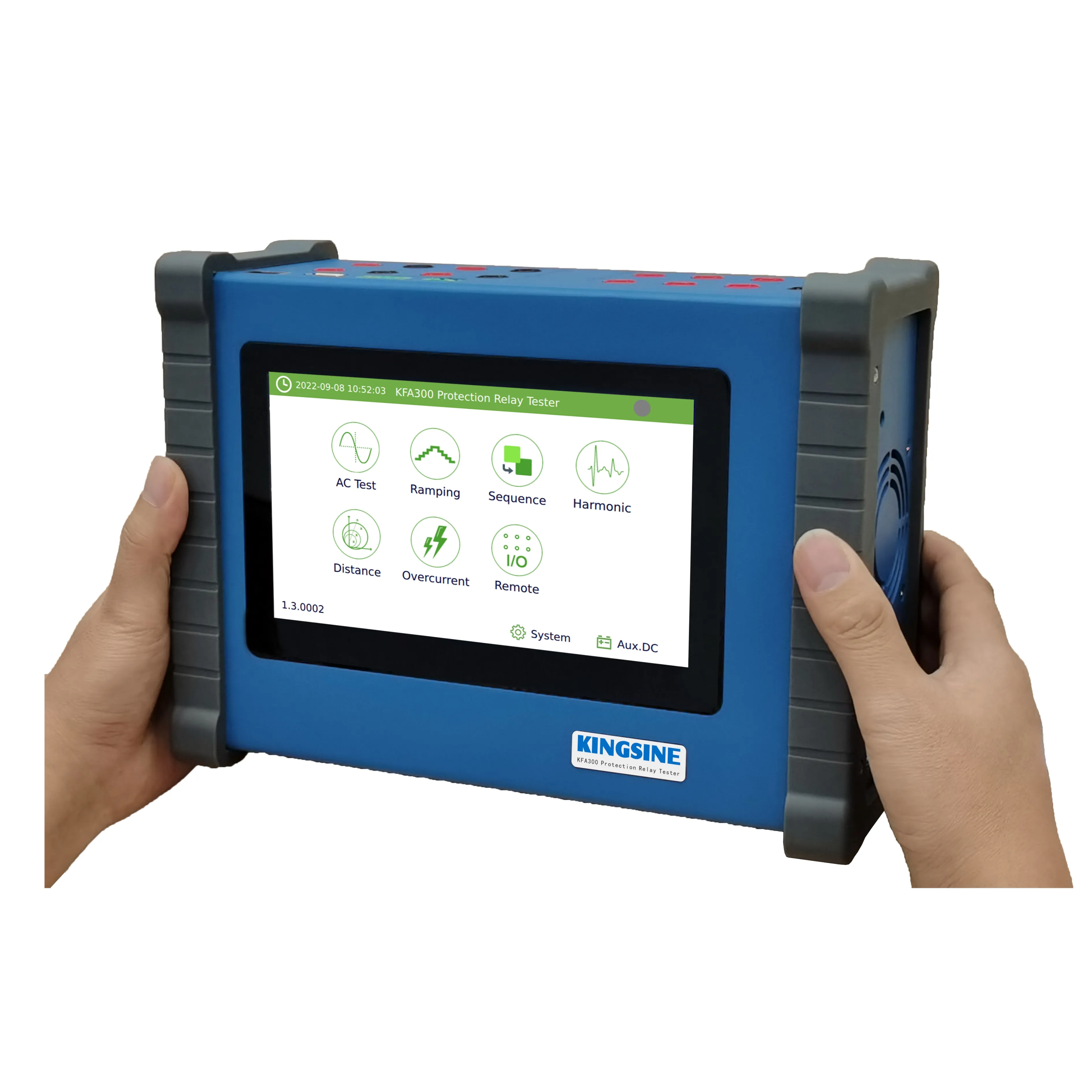 Kingsine portable test equipment with large LED/LCD backlit touchscreen KFA300 protective relay test set