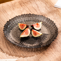 Luxe Gravure Trouwplaat Schaal Glazen Tafelblad Rozenfruit Ontwerp Milieuvriendelijke Glazen Opladers