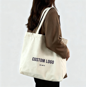 กระเป๋าผ้าแคนวาสสะพายไหล่แบบหนาพิมพ์โลโก้ได้ตามต้องการ สีขาว กระเป๋าถือผ้าฝ้ายสำหรับผู้หญิง ใช้สำหรับเดินทาง ช้อปปิ้ง และกิจกรรมกลางแจ้ง - Product Image 4