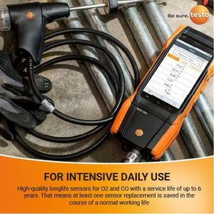 Analyseur de combustion Testo 300 avec sonde et étui pour la mesure des gaz de combustion et de la tirage d'air - Product Image 2