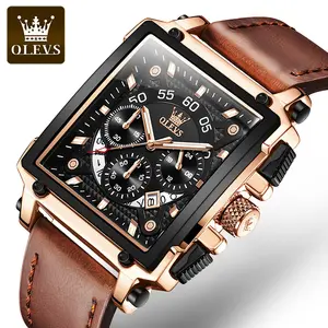 Olevs 9919 logo personnalisé pierre cadeaux étanche numérique sport luxe bracelet en cuir montres hommes poignet hommes poignet montre à quartz