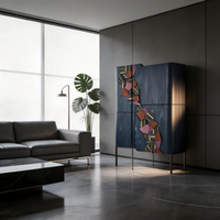 Aparador de Lujo Italiano, Moderno, de Diseño, de Acero Inoxidable, Mueble para Vinos, de Madera, con Doble Puerta, Creativo y Personalizado