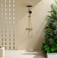 Système de douche 3 voies Maestro Spectrum en laiton poli chromé avec barre coulissante, mitigeur thermostatique pluie/massage/jet