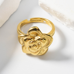 Anillos o alianzas de boda de acero inoxidable chapados en oro de 18 quilates de moda para mujer - Product Image 3