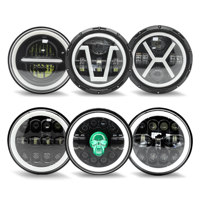 Automobiles & Motorcycles 7" LED Headlamp for Truck Offroad Car Motorcycle DRL halo Lights Waterproof Round 7inch Led Headlamp