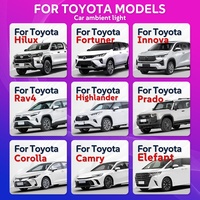 Pour Toyota Camry, éclairage ambiant LED pour voiture, symphonie de 64 couleurs, lampe décorative pour voiture, contrôle par application Bluetooth, éclairage intérieur automatique