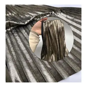 2024 Shiny Accordion Pleated Satin Fabric 100% Polyester Glittery Silk Satin For Dress