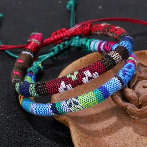 Mode bohème tissé Bracelet coloré garçons fille surfeur Bracelets népal coton cordon motif irrégulier amitié Bracelet