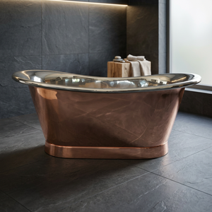 Baignoire autoportante en cuivre double cuvette, finition nickel poli à l'intérieur, pour usage domestique - Product Image 2