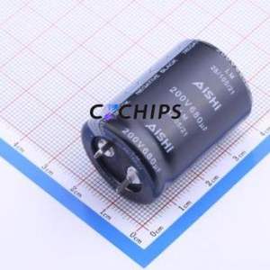 Condensateur électrolytique en aluminium à encliquetage ELM2DM681P35KT, composant traversant (THT), D25xL35mm 680uF 20% 200V 10mm - Product Image 1