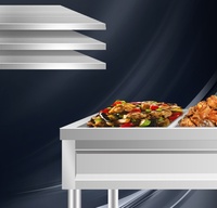 Comptoir de présentation chauffant pour aliments, commercial, en acier inoxydable 304, à 6 compartiments, avec contrôle numérique intelligent de la température