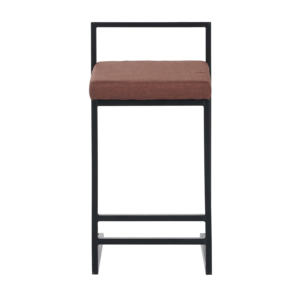 Modern Light Luxury Square Frame <b>Back</b> Soft Upholstered Bar <b>Stool</b> Black Metal Legs for Home Restaurant Hotel Apartment - Product Image 2