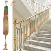Balustre d'escalier ovale en verre et aluminium doré, décoratif, moderne et luxueux, facile à installer, pour garde-corps de balcon intérieur