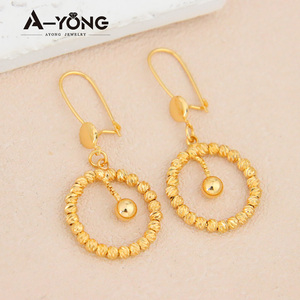 Pendientes Colgantes con Cuentas de Oro, Chapados en Oro de 21k, Estilo Dubái, Joyería para Mujer, para Eventos y Fiestas - Product Image 6