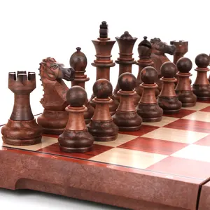 Manyetik satranç profesyonel satranç oyunları kurulu kahverengi plastik rekabet satranç seti