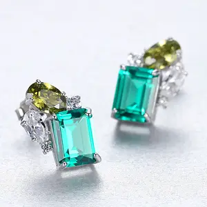 Nonna smeraldo orecchini S925 orecchini in argento, orecchini femminili con temperamento europeo e americano, Design unico gioielli