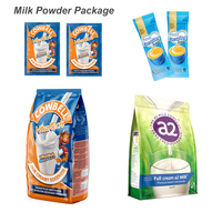 Machine d'emballage automatique de sachets à scellage sur 4 côtés, multi-voies, pour poudre de protéines, machine d'emballage verticale FFS pour poudre de lait
