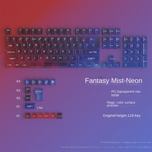 Juego de teclas de neón antiniebla mágicas transfronterizas con stock al por mayor, teclas transparentes pequeñas completas de 119 piezas, Teclado mecánico Original de 7 colores - Product Image 1