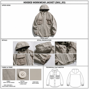 Veste de travail à capuche en velours côtelé OEM personnalisée pour homme, coupe ample, style rétro américain, 100 % coton sergé - Product Image 3