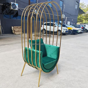 NIKA yeni tasarım düğün ziyafet dekorasyon altın kuş kafesi sandalye paslanmaz çelik taht kanepe - Product Image 2