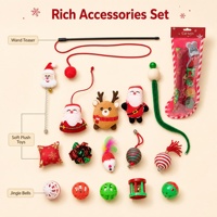 Ensemble de jouets interactifs pour chat de Noël : baguette de jeu et jouets en plastique, coffret cadeau pour chats d'intérieur
