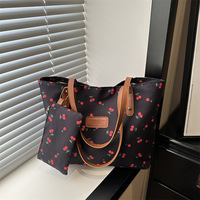 Tas Bahu Modis dengan Dompet Tas Jinjing Kapasitas Besar untuk Wanita Tas Tangan Bermotif Buah Trendi