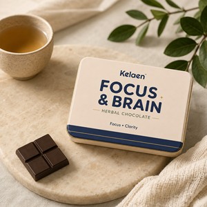 Kelaen Focus and Brain, <span class=keywords><strong>barre</strong></span> <span class=keywords><strong>chocolatée</strong></span> aux herbes, complément alimentaire avec <span class=keywords><strong>Lion</strong></span>'s Mane, Bacopa, L-Théanine - Product Image 5