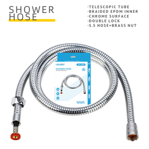 Tuyau <span class=keywords><strong>flexible</strong></span> extensible LEELONGS de 1,5 m, insert tressé, tube intérieur en EPDM, double verrouillage, acier inoxydable chromé, tuyau de douche pour baignoire - Product Image 1