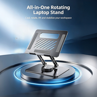 Support Ergonomique Portable, Base Rotative à 360° ° Refroidissement ventilé, hauteur réglable, 17 pouces, ordinateurs et tablettes