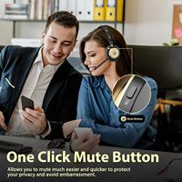 Nouveaux écouteurs sans fil à réduction de bruit avec microphone et station de charge pour Teams, Zoom, Skype