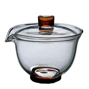 Pote de chá de vidro resistente a altas temperaturas de vidro borossilicato transparente feito sob medida
