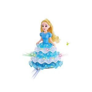 Dreaming princess light and music whirling skirts universal wheel doll robot toy