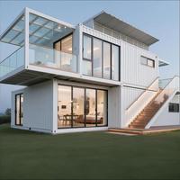 Maison conteneur préfabriquée à 2 étages, moderne, modulaire, détachable, 2-3 chambres, 20-40 pieds, villa de luxe, hôtel, bureau, bâtiment étanche