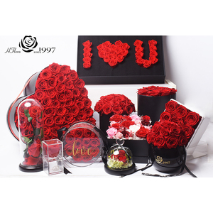 HFlora High Quality Handmade 7-Piece Eternal Preserved Rose Heart-Shaped Gift <strong>Box</strong> for Valentine's Day Graduation Christmas-Small - Product Image 6