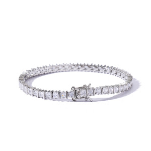 3MM Square Zirconium 2-claw <b>Copper</b> Single-row Chain, Hip-hop Men's Tennis <b>Bracelet</b>. Tanjing Fashion Lijing Necklace - Product Image 4