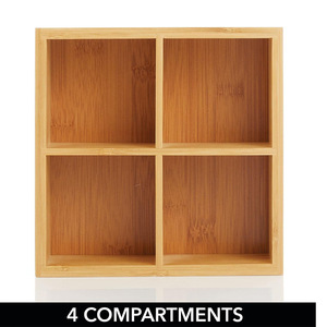 Bamboo Desktop Storage <b>Box</b> With Compartments Wooden Organizer For <b>Tea</b> Bags Office Supplies 18L Rectangle Standing Type - Product Image 3