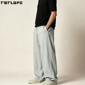 Pantalones Balloon OEM/ODM para Hombre, Gris Jaspeado, con Cordón, Pierna Ancha, Oversize, Estilo Urbano, Venta al por Mayor a Granel - Product Image 3